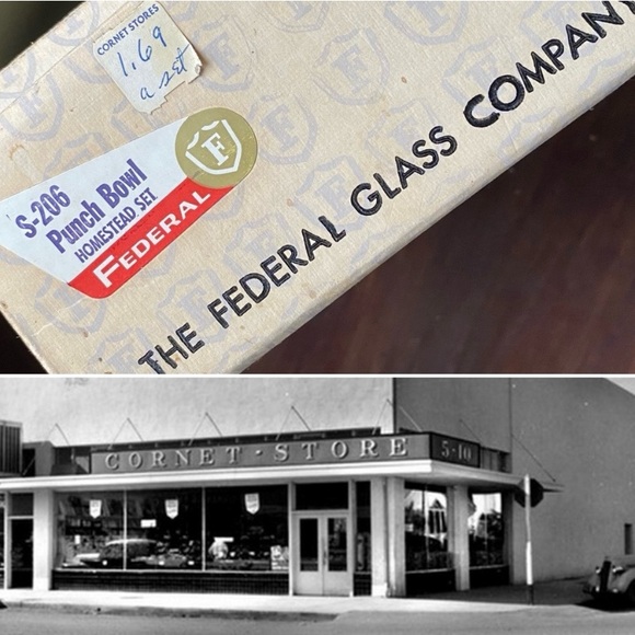 8 Vintage Federal Drinkware Glasses New in Box White Fruit Gold Leaf Design - Picture 11 of 12